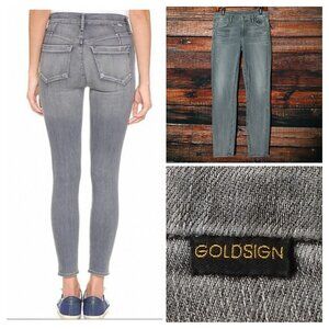 Goldsign Jeans Size 27 Virtual Skinny Ankle Distressed Gray Denim Stretch USA